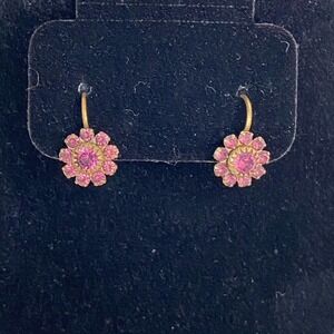 Vintage Kirks Folly garnet style stone flower‎ earrings